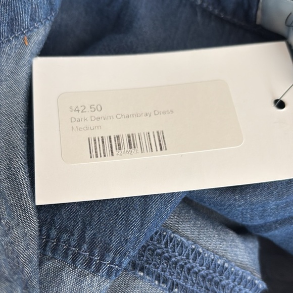 Lily Sky dark denim chambray dress button down tie waist long sleeve - Picture 11 of 16